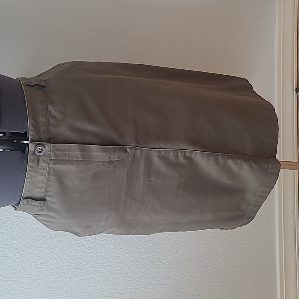 LL Bean Olive Khaki Classic Fit 100% Cotton Jeans Skirt, EUC, Sz 12P